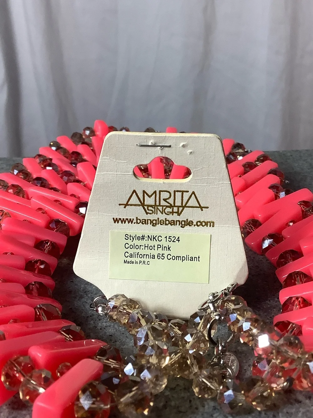 Amrita Singh Neon Pink Multi-Strand Statement Necklace